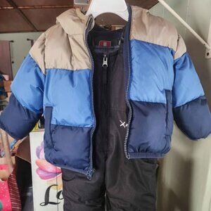 Neutral/Boy 12 months Swiss Tech puffer coat and Arctix snow pants